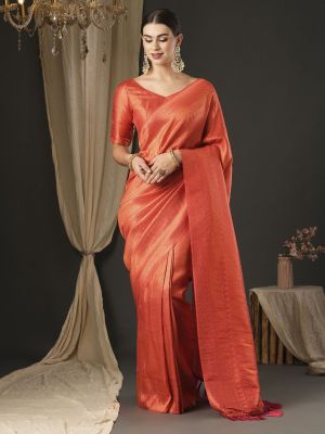 Sunrise Orange Party Wear Silk Saree