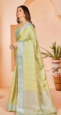 Olive Green Pure Handloom Art Silk Saree From Banaras