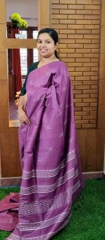 Purple Pure Handloom Crafted Kota Silk Saree From Bhagalpur