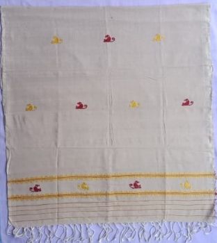 Cream Yellow Maroon Eri Silk Stole