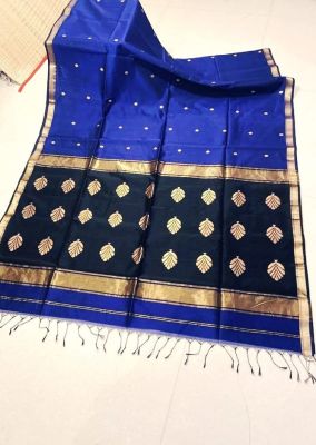 Royal Blue Pure Handloom Maheshwari Silk Cotton Saree From Bengal