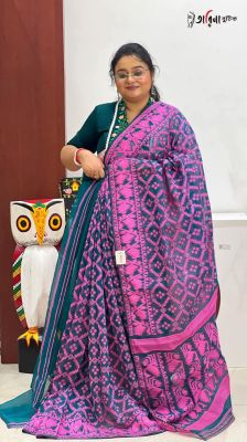 Purple Pure Handloom Dhakai Jamdani Saree From Bengal