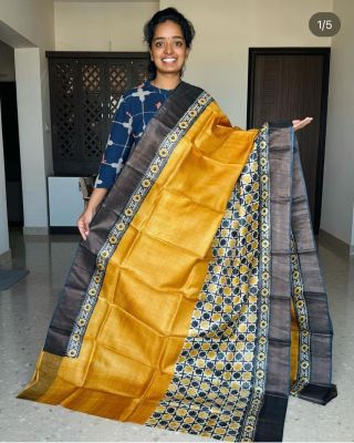 Multi Colour Pure Handloom Tussar Silk Saree From Bengal