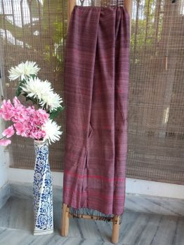 Dark Brown Natural Dye Cotton Dupatta Pure Handloom From Kamrup Assam