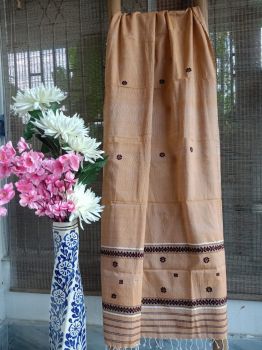 Cream Natural Dye Cotton Dupatta Pure Handloom From Kamrup Assam