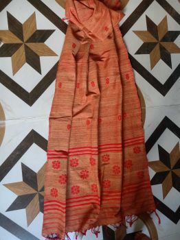 Peach Natural Dye Eri Cotton Stole Pure Handloom From Kamrup Assam