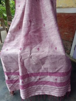 Baby Pink Natural Dye Eri Cotton Stole Pure Handloom From Kamrup Assam