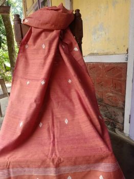 Brown Natural Dye Eri Cotton Stole Pure Handloom From Kamrup Assam
