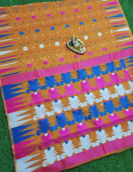 Dark Orange Dhakai Jamdani Saree From Rajasthan