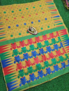 Yellow Dhakai Jamdani Saree From Rajasthan