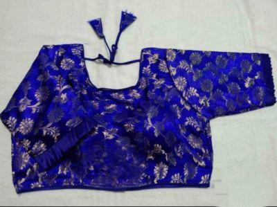 Blue Flower Silk Pad Readymade Blouse
