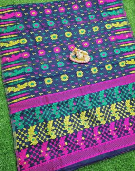 Blue Dhakai Jamdani Saree From Rajasthan