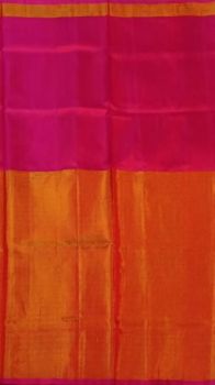 Magenta Uppada Tissue Silk Saree With Orangish Golden Border