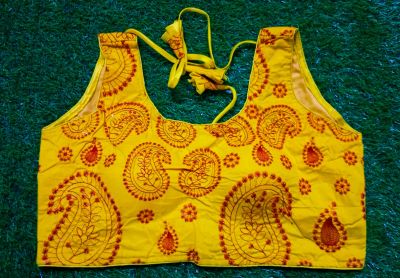 Yellow Mango Cotton Silk Pad Readymade Blouse