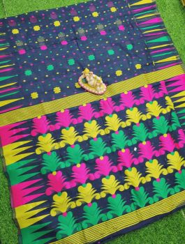Dark Blue Dhakai Jamdani Saree From Rajasthan