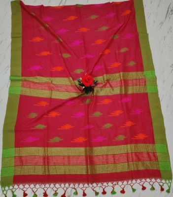 Red Pure Handloom Cotton Saree From Bengal