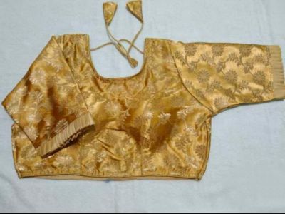 Gold Flower Silk Pad Readymade Blouse