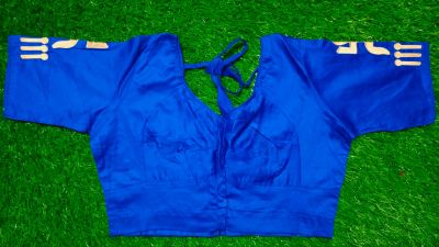 Blue Swastika Cotton Non Pad Readymade Blouse