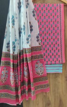 Tulip Pink Printed Suit With Flower Design Dupatta