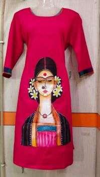 Red Colour pure handloom ladies kurti from Bengal