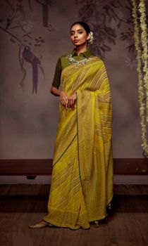 Yellow Stripes Soft Brasso Organza Saree