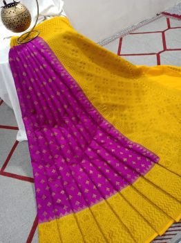 Purple Silk Zari Butta design Banarasi Saree
