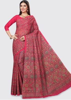 Red Pure Handloom Silk Saree From Banaras