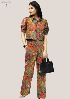 SUMMER TROPICAL PRINT COUDROUY CO-ORD SET