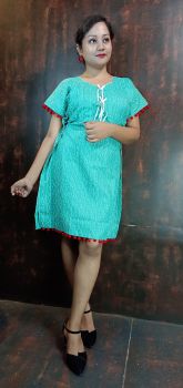 Persian Green Cotton Kaftan Top Beige From Bengal