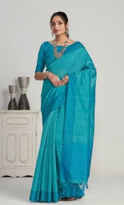 Aqua Blue Pure Handloom Silk Saree From Banaras