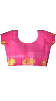 Kanchipuram Saree withPink radha krishna butta equal zari borderwith Self Embossed DesignDesigner rich pallu