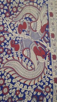 White & Pink Kalamkari Cotton Saree