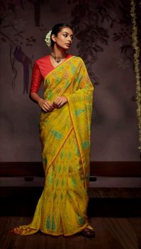 Yellow Butta Soft Brasso Organza Saree