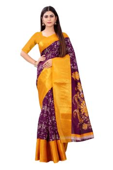 Mahastree Magenta Maheshwari Kalamkari Saree