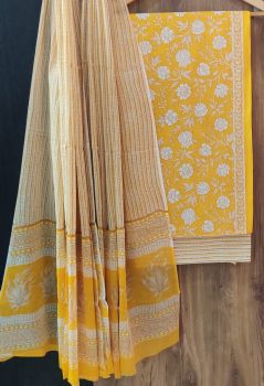 Luxor Gold Printed Suit With Flower Design Dupatta