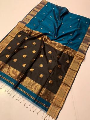 Multi Colour Pure Handloom Meheshwari Silk Cotton Saree From Bengal