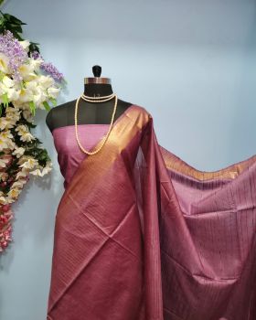 Light Burgundy Pure Handloom Kota Viscose Silk Saree From Bhagalpur
