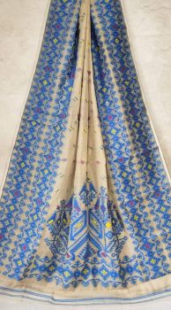 Cream Butta Design Pure Handloom Soft Dhakai Jamdani Saree
