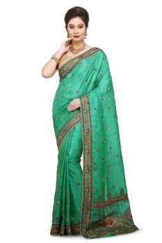 Sea Green Flower Pure Handloom Cotton Saree