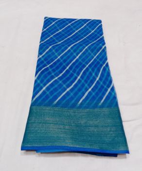 Blue Line Cotton Doriya Rajasthani Saree