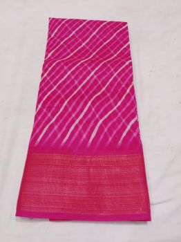 Pink Line Cotton Doriya Rajasthani Saree