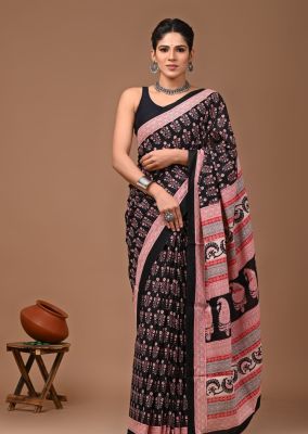 Multi Colour Pure Handloom Mulmul Saree From Bengal