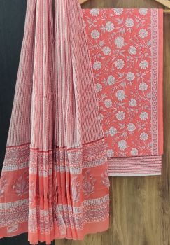 Brown Rust Printed Suit With Flower Design Dupatta