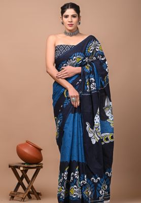 Multi Colour Pure Handloom Mulmul Saree From Bengal