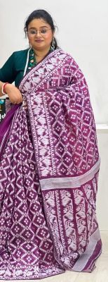 Purple Pure Handloom Cotton Saree From Bengal