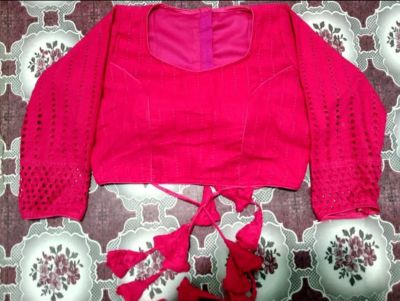 Pink Sobsachi Kart Cotton Pad Readymade Blouse
