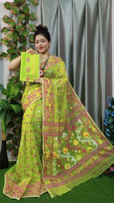 Cgreen Pure handloom Dhakai jamdani saree From bengal