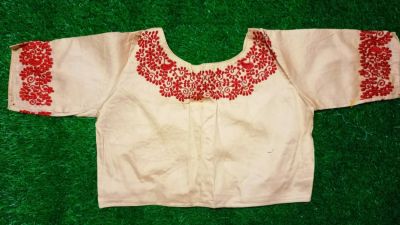 White Botnik Cotton Non Pad Readymade Blouse