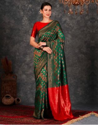Multi Colour Pure Handloom Banarasi Silk Saree From Banaras