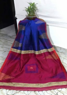 Multi Colour Pure Handloom Silk Cotton Saree From Bengal